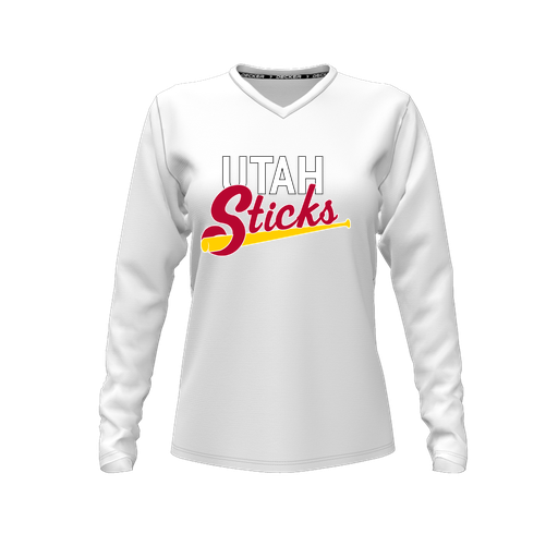[FTLVCFWH-FYXS-LOGO1] Decker Comfort T-Shirt (Female Youth XS, White, V Neck, Logo 1, Long Sleeve)