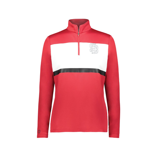 [222791.408.XS-LOGO2] Ladies Bold 1/4 Zip Pullover (Female Adult XS, Red, Logo 2)