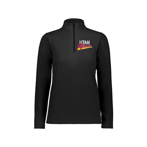 [6864.080.XS-LOGO1] Ladies MicroFleece 1/4 Zip Pullover (Female Adult XS, Black, Logo 1)