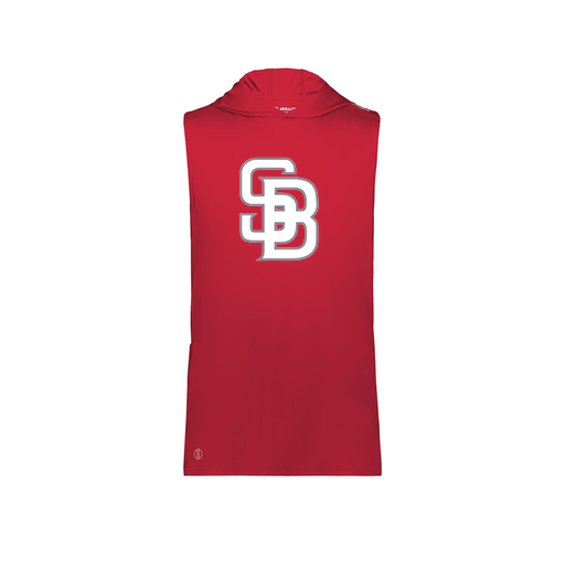 [222590.083.XS-LOGO2] Men's CoolDry Sleeveless Hoodie (Adult XS, Red, Logo 2)